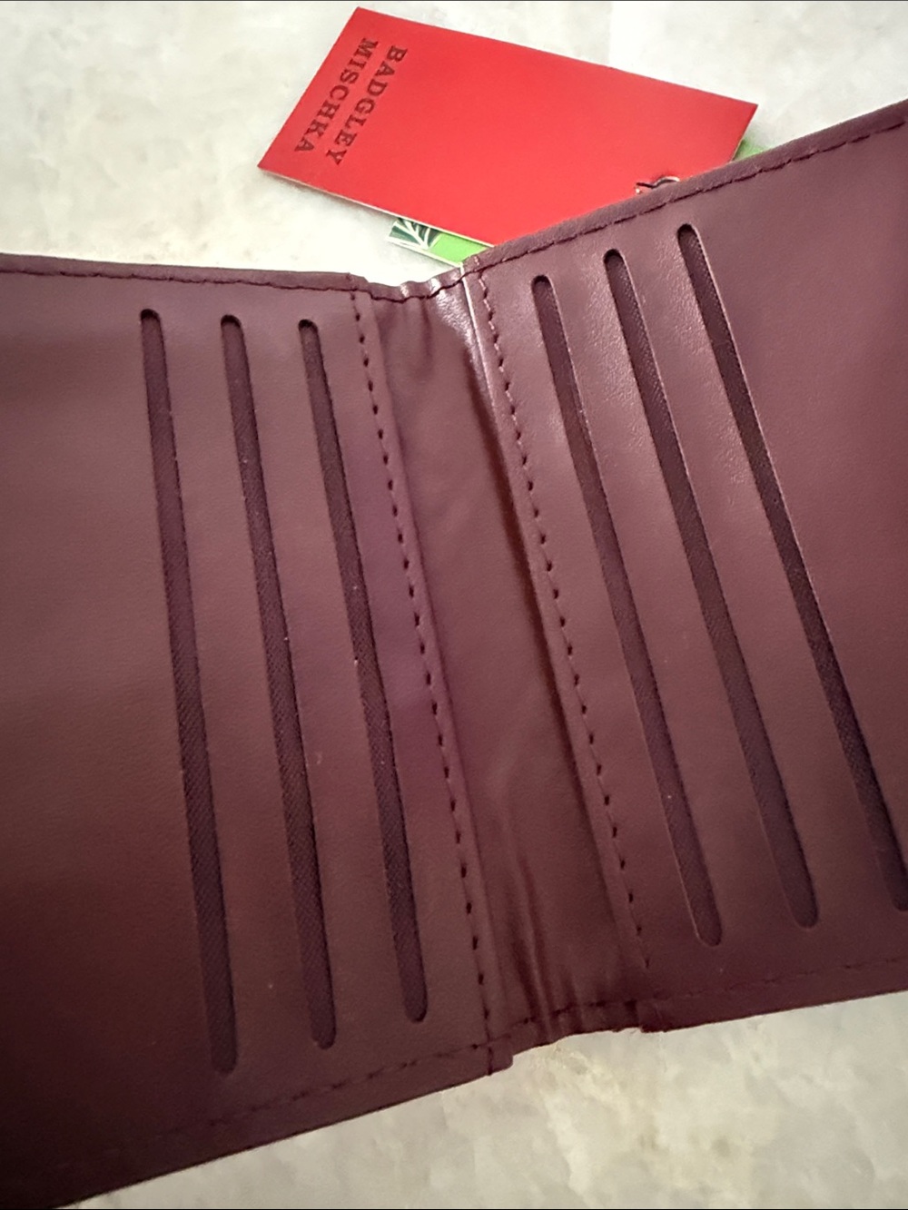 Badgley Mischka NWT Quilted Burgundy Wallet with Gold Accent - Picture 5 of 5